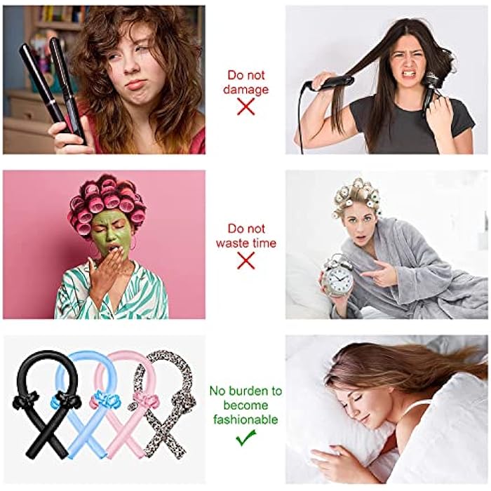 CORATED شريط تجعيد الشعر بدون حرارة من كوراتيد، شريط تجعيد بدون حرارة مع مشابك شعر ورباط شعر، رولرز شعر حرير لتجعيد الشعر أثناء النوم، مجموعة تصفيف تجعيد الشعر لليلة واحدة للشعر الطويل والمتوسط - Image 2